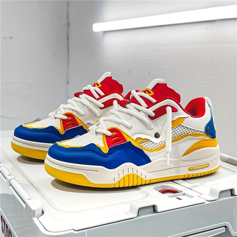 Men's low-top sneaker with contrast stitching and thick structured outsole