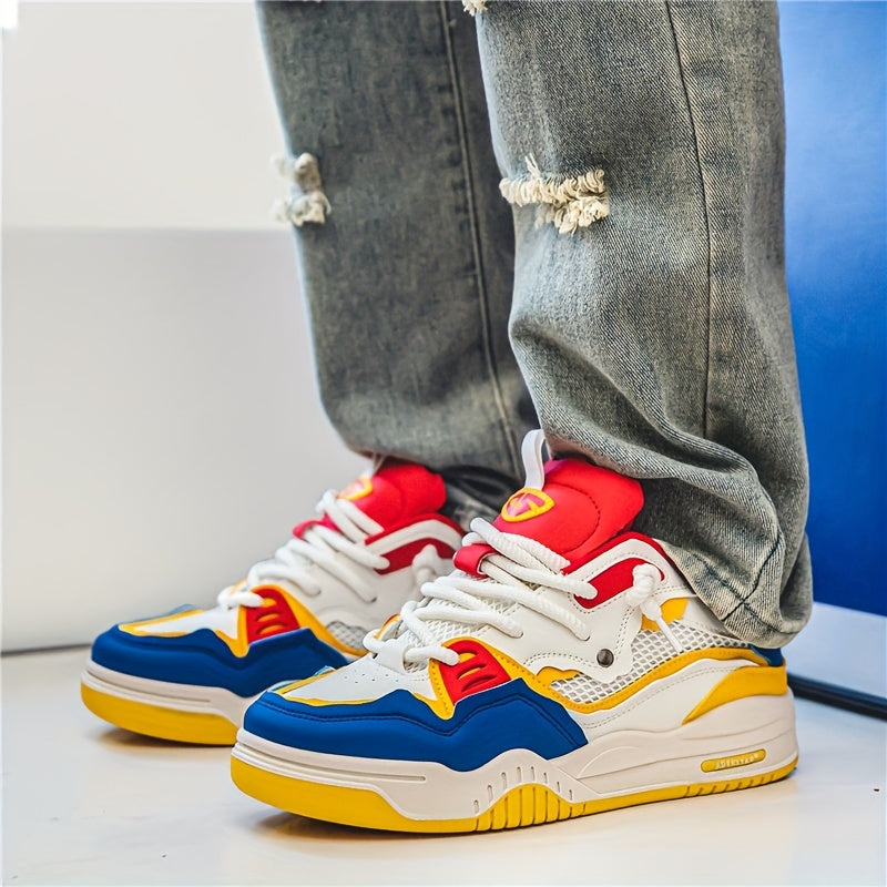 Men's chunky low-top sneaker with lace-up closure and textured rubber sole