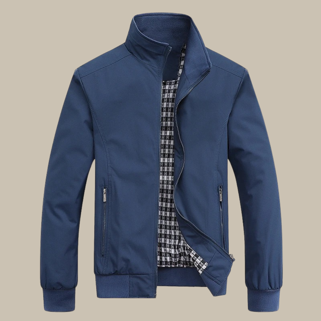 Men's lightweight jacket with structured silhouette and zip closure