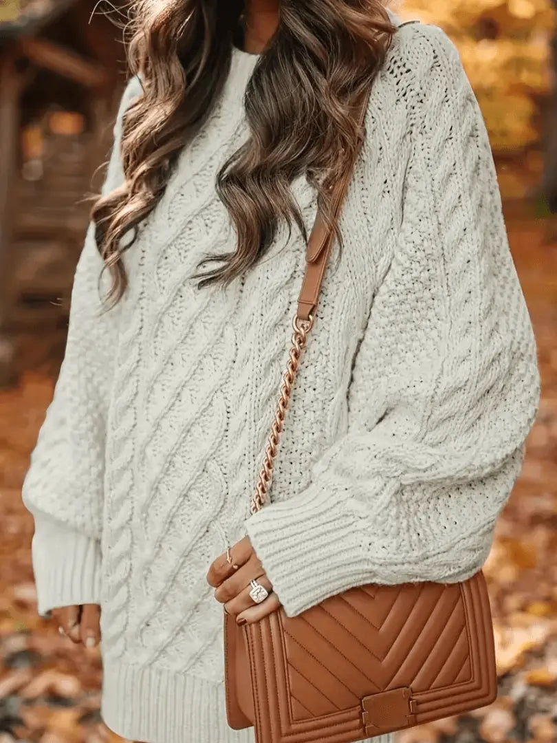 Knit sweater dress with dropped shoulders and textured knit surface, oversized fit, women