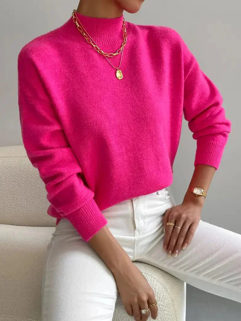 Knit jumper with long sleeves and straight hem, regular fit, women, worn