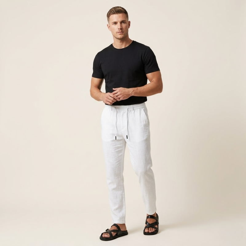 Men's relaxed fit trousers with drawstring closure and ankle length