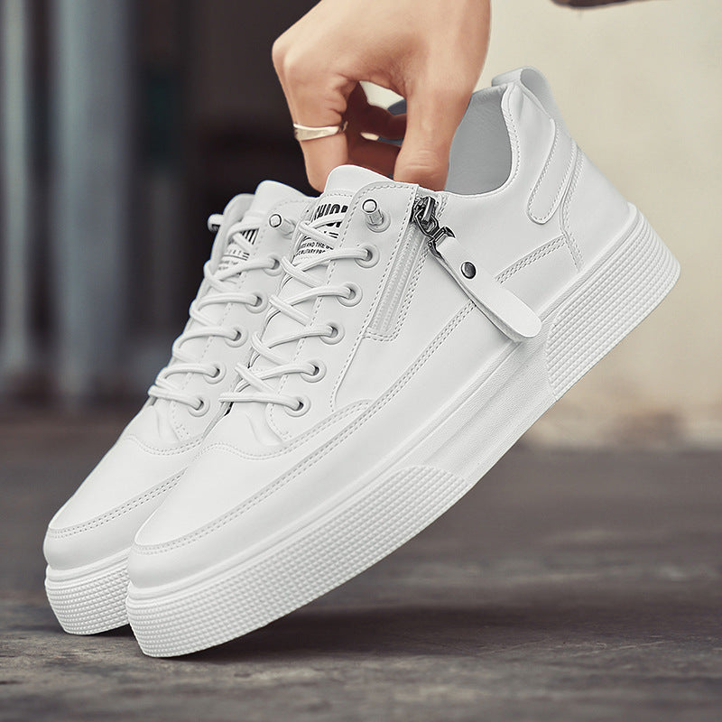 Men's synthetic sneaker with side zipper and reinforced stitching low-top