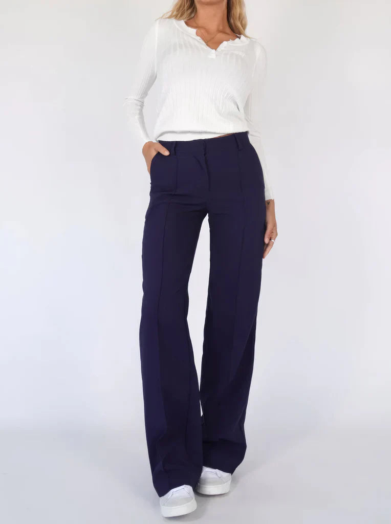 High-waisted straight-leg trousers Women