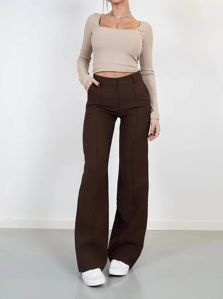 High-waisted straight-leg trousers Women
