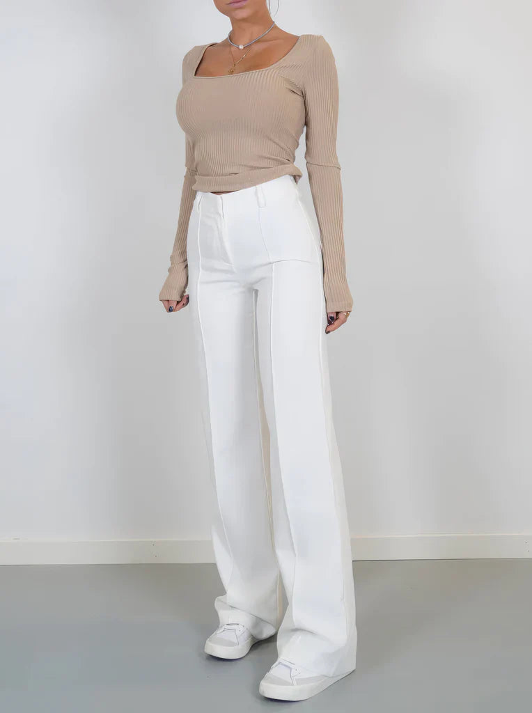 High-waisted straight-leg trousers Women