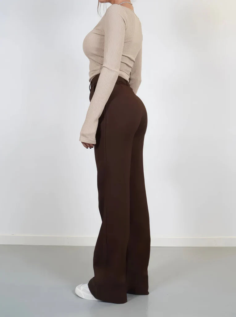 High-waisted straight-leg trousers Women