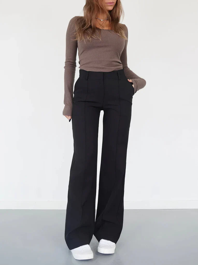 High-waisted straight-leg trousers Women