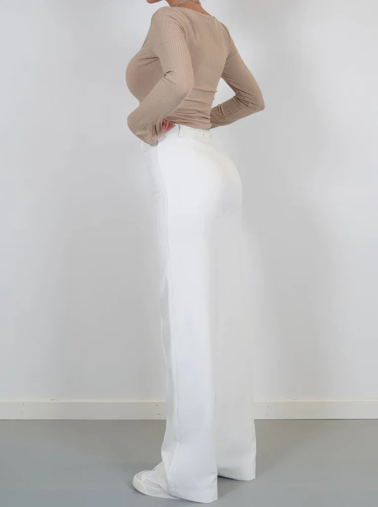 High-waisted straight-leg trousers Women