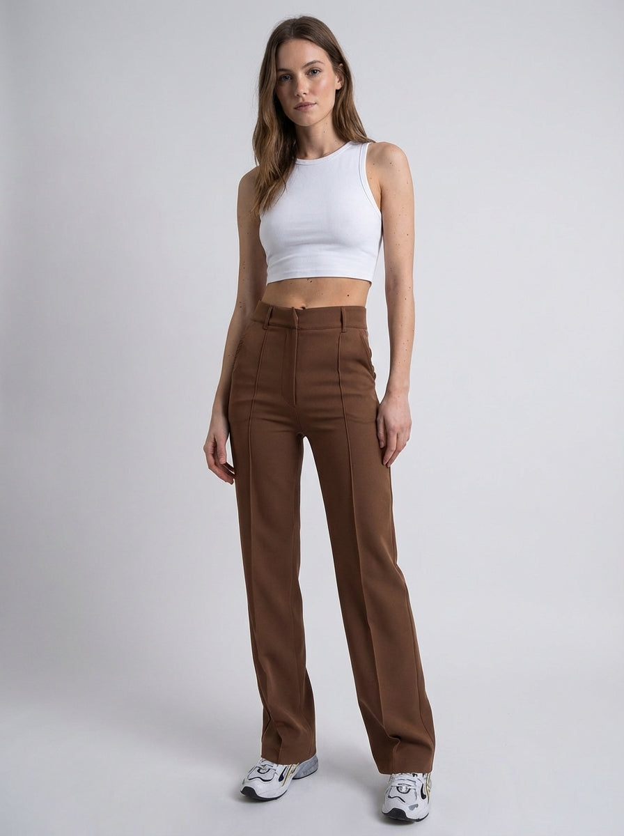 High-waisted straight-leg trousers Women