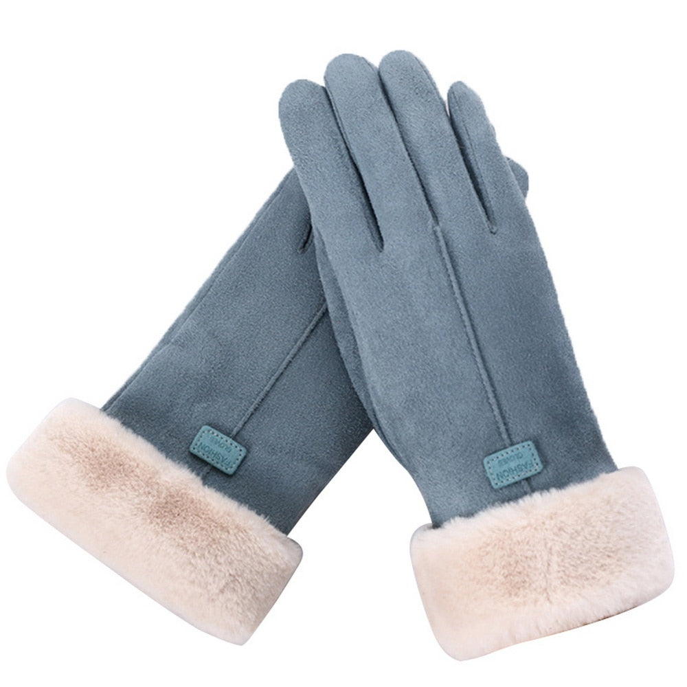 Synthetic fabric gloves with soft lining and elastic cuff edge, winter style