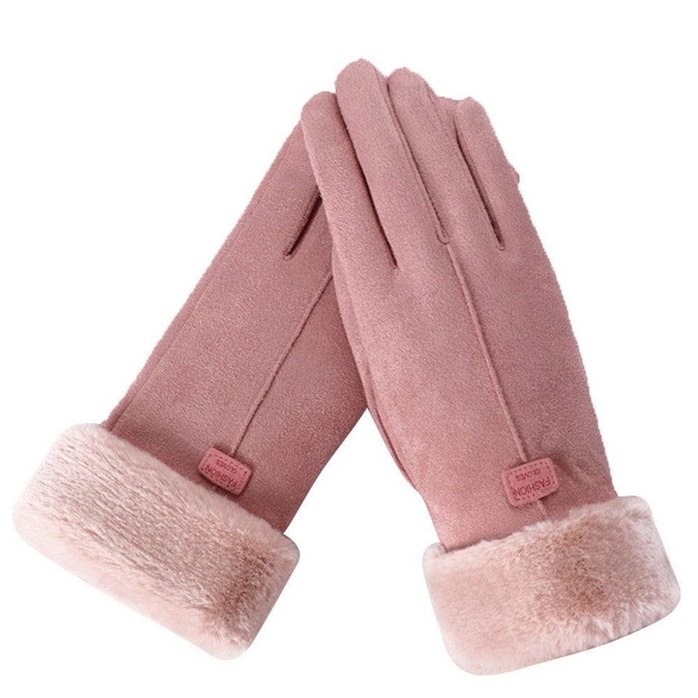 Synthetic fabric gloves with soft inner lining and structured fingers