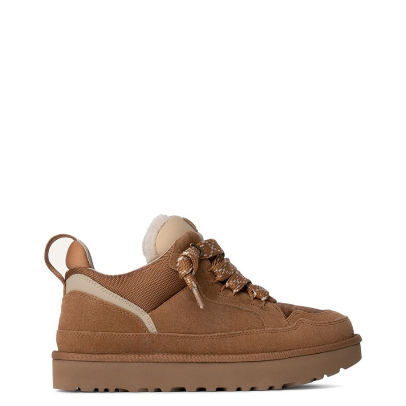 Textile sneaker low-top lace-up padded collar chunky rubber sole women