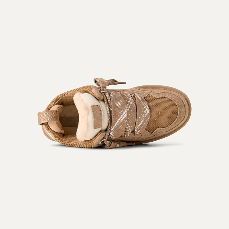 Lace-up sneaker structured panel construction round toe women