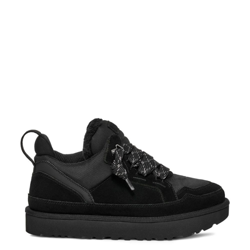 Synthetic sneaker chunky sole pull tab back collar lace-up women