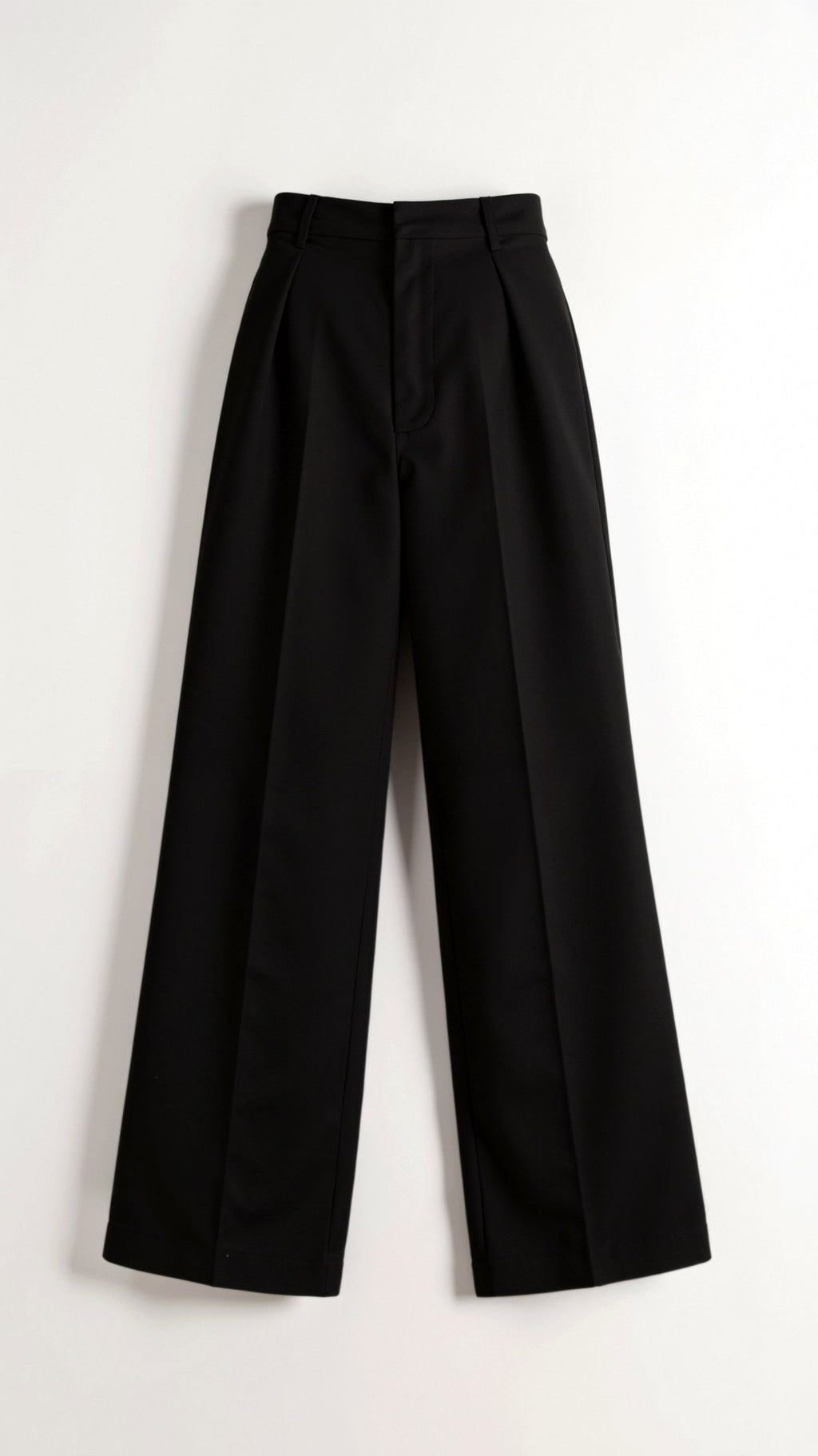 High-waist trousers with belt loops and concealed hook-and-zip fastening