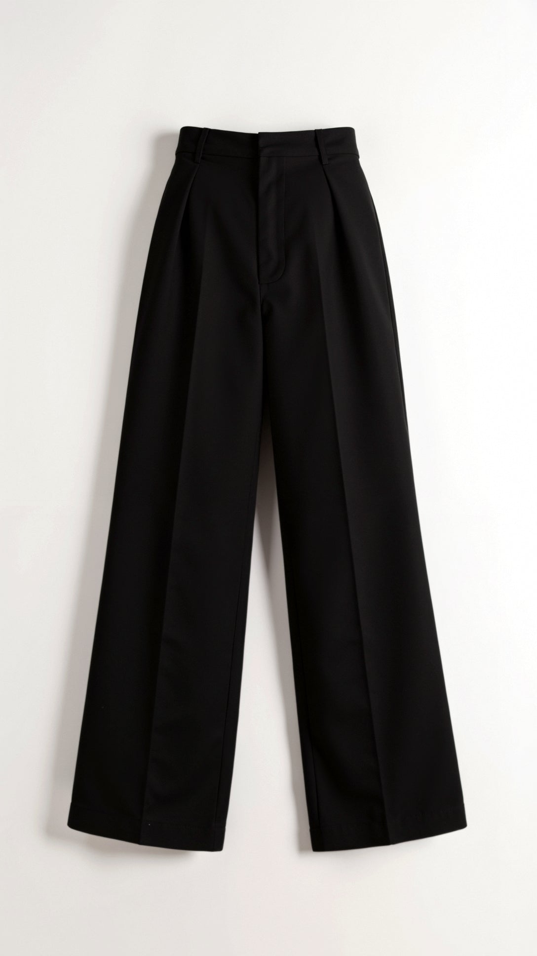 High-waist trousers with belt loops and concealed hook-and-zip fastening