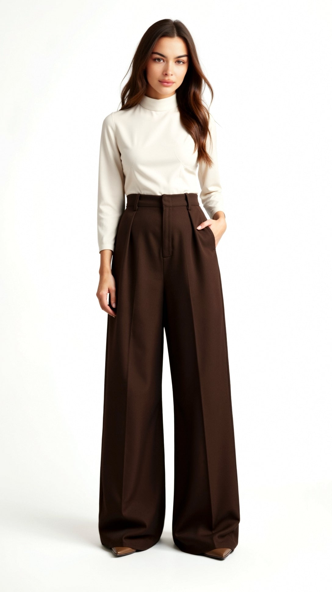 Woven trousers with structured waistband and front pleat detail