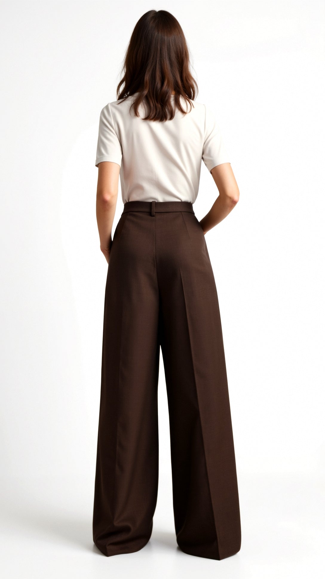 Women's pleated trousers with side pockets and high-rise waist